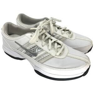 Nike Air Golf Shoes White Silver Spiked Leather Athletic - Women 8.5